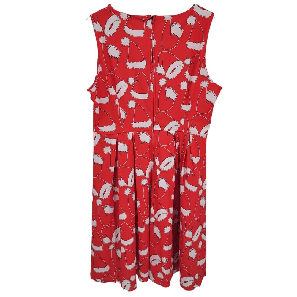 Ouges Santa Hat Print Fit And Flare Sleeveless Ba… - image 2